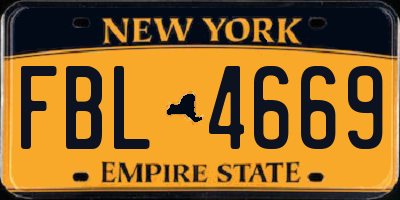 NY license plate FBL4669