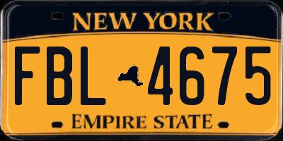 NY license plate FBL4675