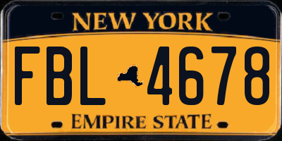 NY license plate FBL4678