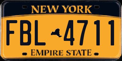 NY license plate FBL4711