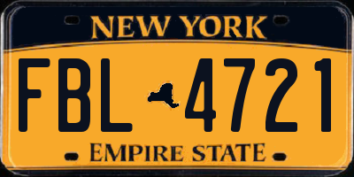 NY license plate FBL4721