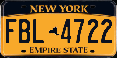 NY license plate FBL4722