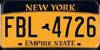 NY license plate FBL4726