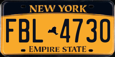 NY license plate FBL4730