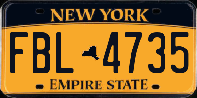 NY license plate FBL4735