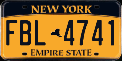 NY license plate FBL4741