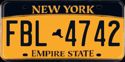 NY license plate FBL4742