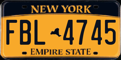 NY license plate FBL4745