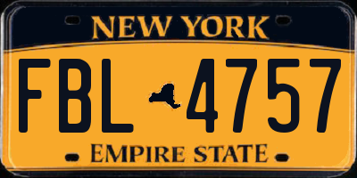 NY license plate FBL4757