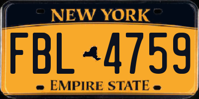 NY license plate FBL4759