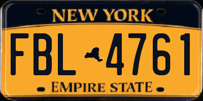 NY license plate FBL4761