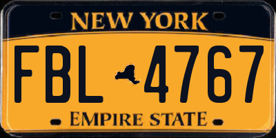 NY license plate FBL4767