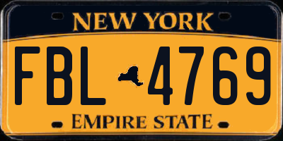 NY license plate FBL4769