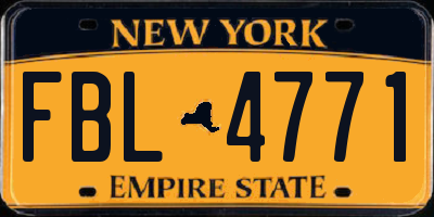 NY license plate FBL4771