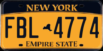 NY license plate FBL4774