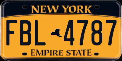 NY license plate FBL4787