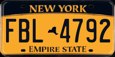 NY license plate FBL4792