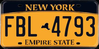 NY license plate FBL4793