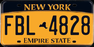 NY license plate FBL4828