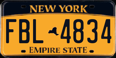 NY license plate FBL4834