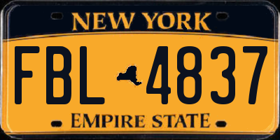 NY license plate FBL4837