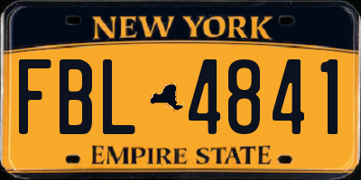 NY license plate FBL4841