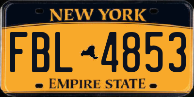 NY license plate FBL4853