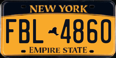 NY license plate FBL4860