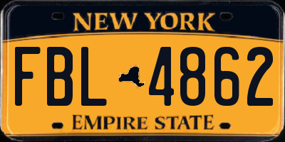 NY license plate FBL4862