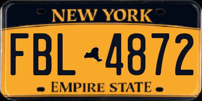 NY license plate FBL4872
