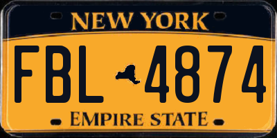 NY license plate FBL4874