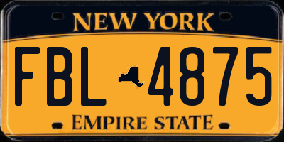 NY license plate FBL4875