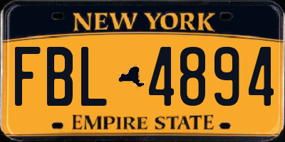 NY license plate FBL4894