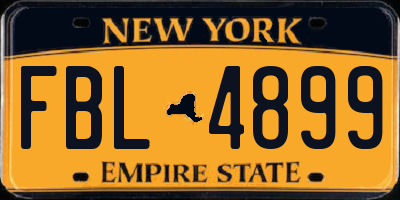NY license plate FBL4899