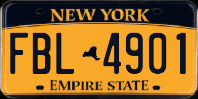 NY license plate FBL4901