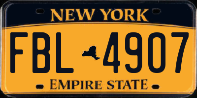 NY license plate FBL4907