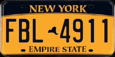 NY license plate FBL4911