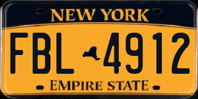 NY license plate FBL4912