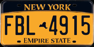 NY license plate FBL4915