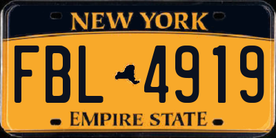 NY license plate FBL4919