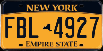 NY license plate FBL4927