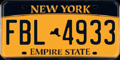 NY license plate FBL4933