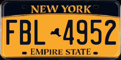 NY license plate FBL4952