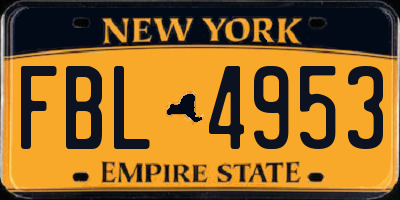 NY license plate FBL4953