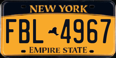 NY license plate FBL4967