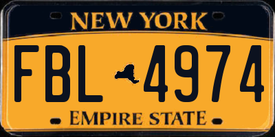NY license plate FBL4974