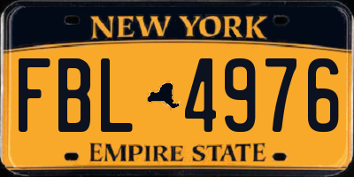 NY license plate FBL4976