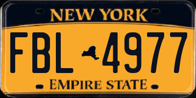 NY license plate FBL4977