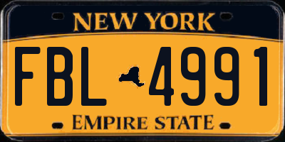 NY license plate FBL4991