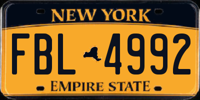 NY license plate FBL4992